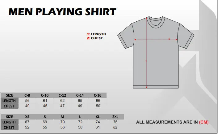 Bundoora - Playing Shirt Sizing